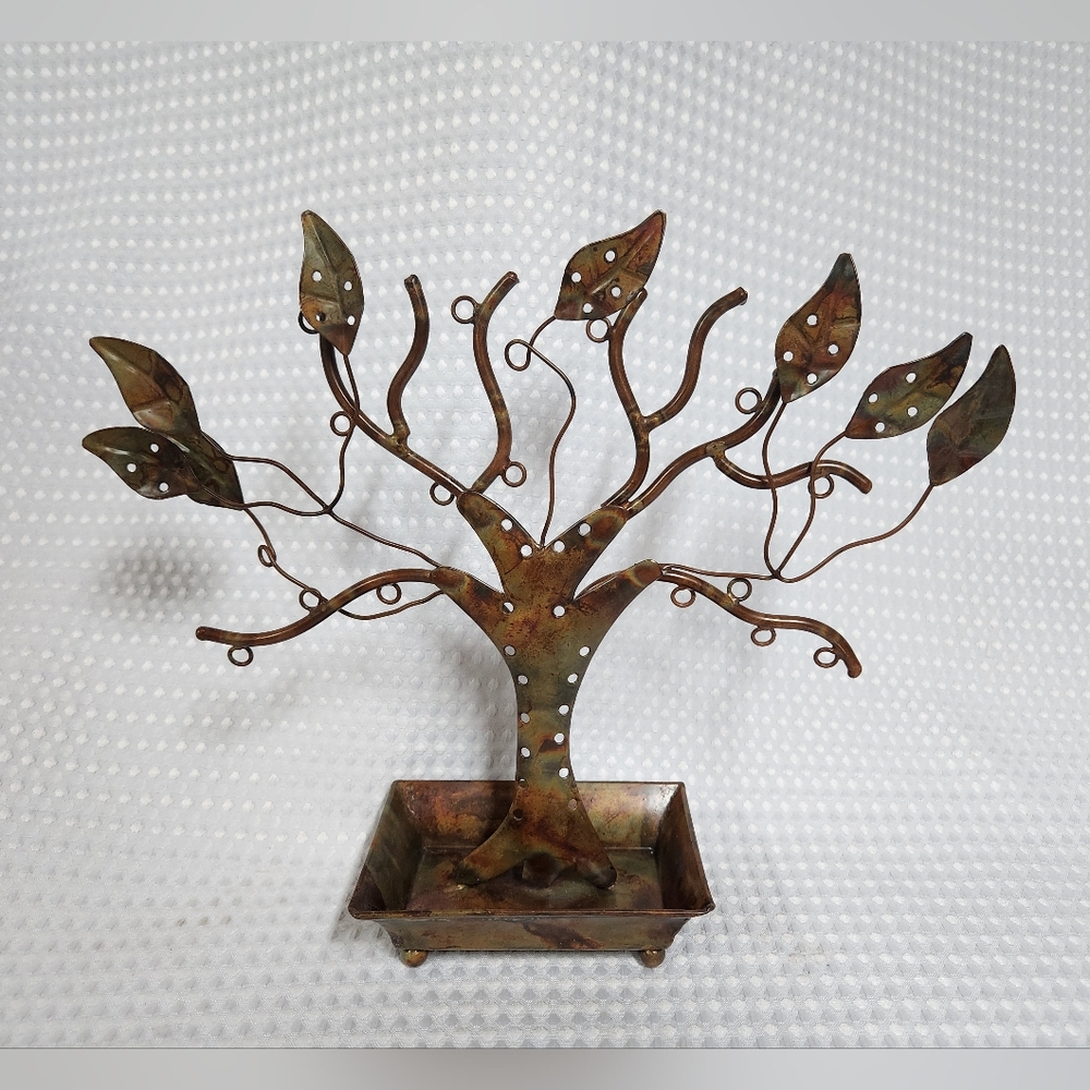 Decorative Distressed Copper Jewelry Tree Stand Made in India